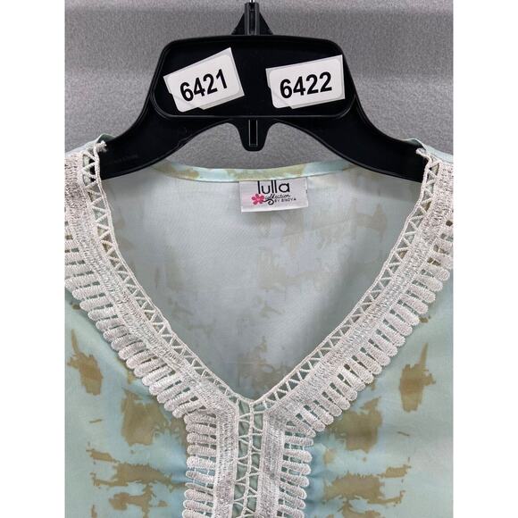 LULLA by BINDVA Coverup Swim Oversize BEACH Kraftin TUNIC Blue Tan OS Lightweigh - Picture 8 of 9